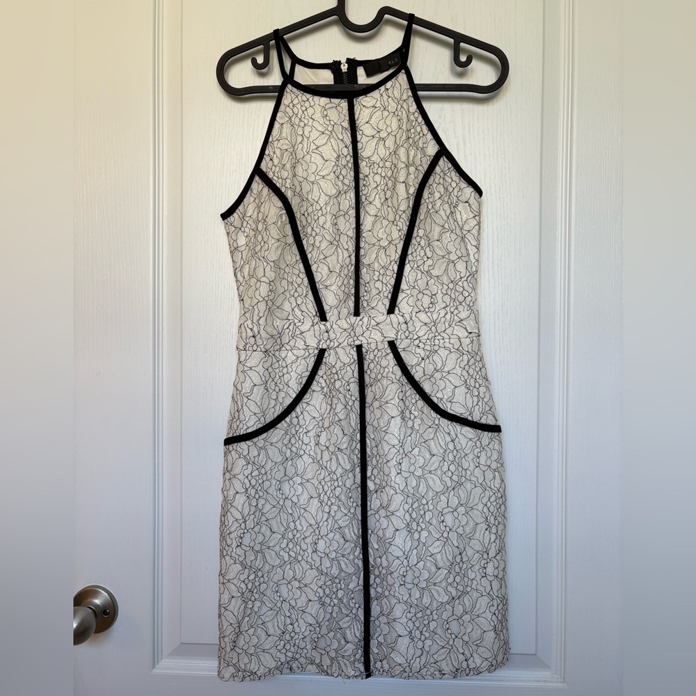 FABLE Black & White Lace Sheath Mini Dress – XS